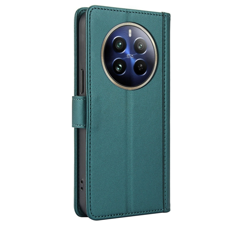 For Realme 12+ / Narzo 70 Global Skin Feel Pure Color Card Slots Leather Phone Case with Dual Lanyard