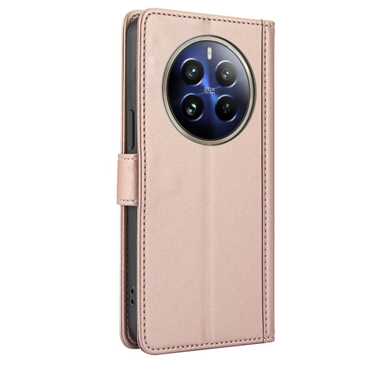 For Realme 12+ / Narzo 70 Global Skin Feel Pure Color Card Slots Leather Phone Case with Dual Lanyard