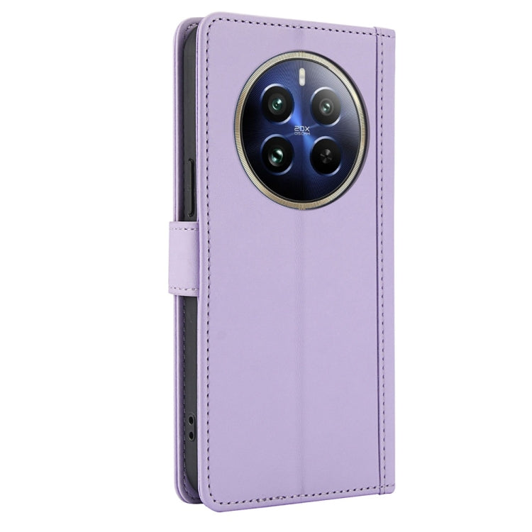 For Realme 12+ / Narzo 70 Global Skin Feel Pure Color Card Slots Leather Phone Case with Dual Lanyard