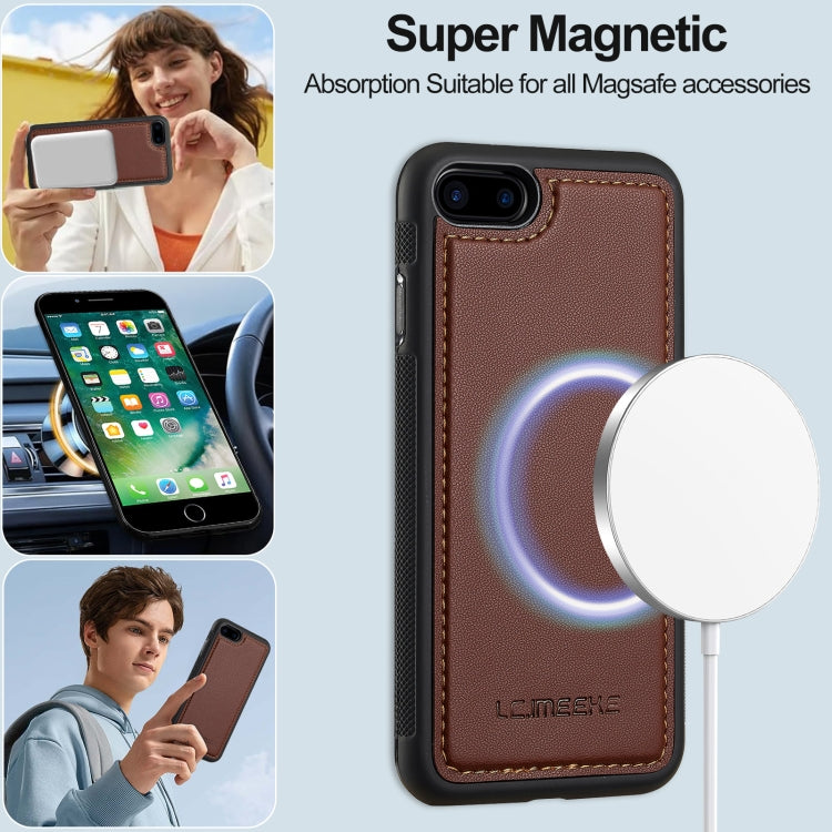 For iPhone 7 / 8 / SE 2020 2022 LC.IMEEKE L2 Series Detachable Magsafe PU Phone Case with Lanyard