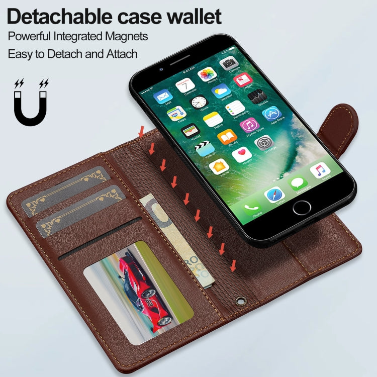 For iPhone 7 / 8 / SE 2020 2022 LC.IMEEKE L2 Series Detachable Magsafe PU Phone Case with Lanyard
