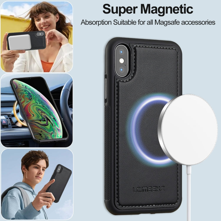 For iPhone XR LC.IMEEKE L2 Series Detachable Magsafe PU Phone Case with Lanyard