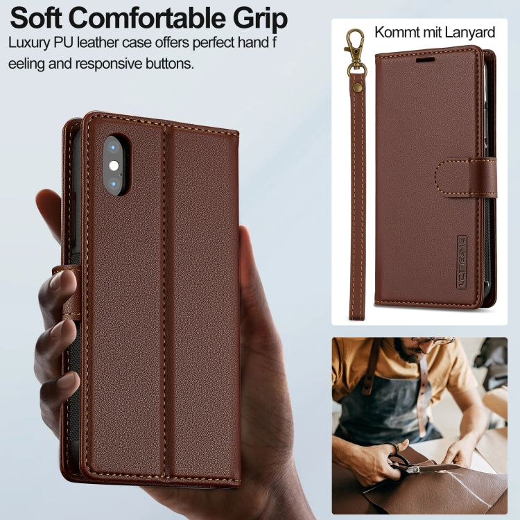 For iPhone XR LC.IMEEKE L2 Series Detachable Magsafe PU Phone Case with Lanyard