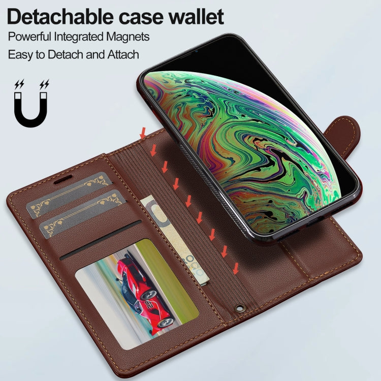 For iPhone XR LC.IMEEKE L2 Series Detachable Magsafe PU Phone Case with Lanyard