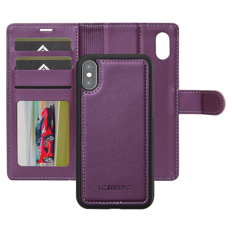 For iPhone XR LC.IMEEKE L2 Series Detachable Magsafe PU Phone Case with Lanyard