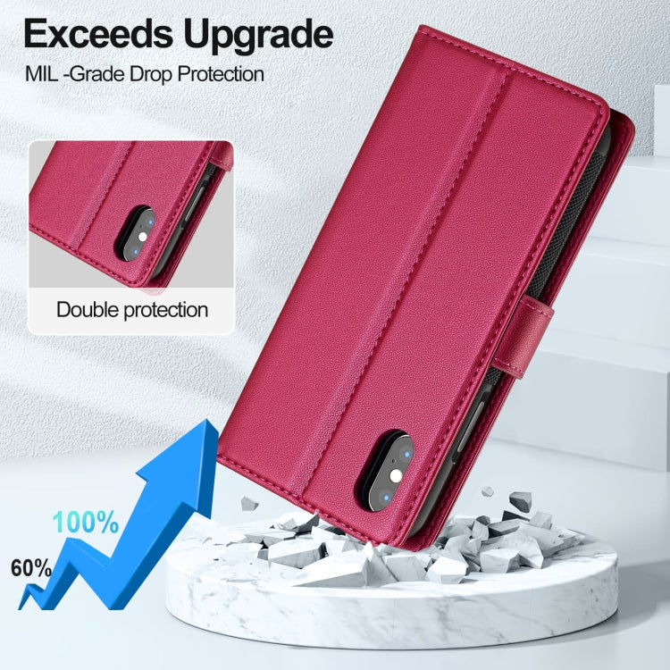 For iPhone XR LC.IMEEKE L2 Series Detachable Magsafe PU Phone Case with Lanyard