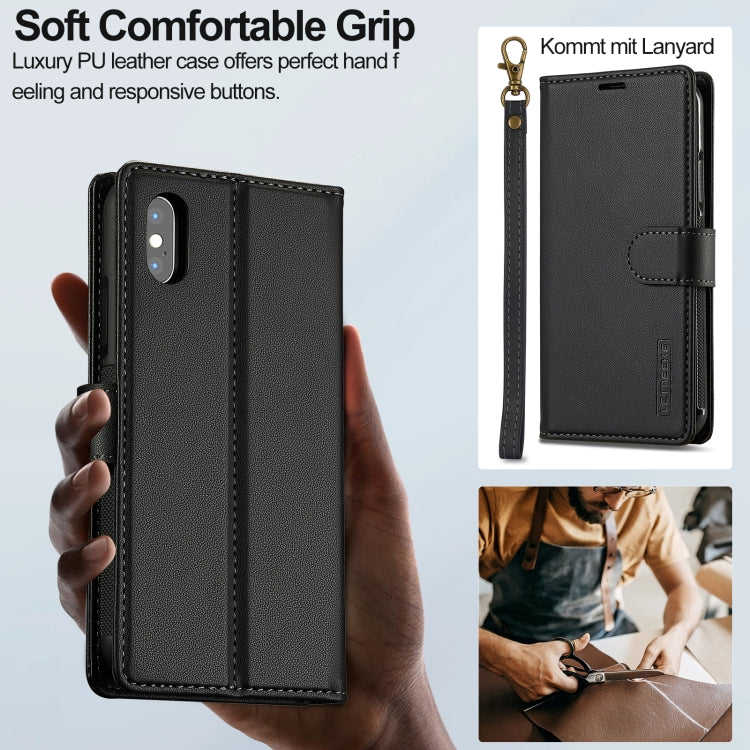 For iPhone XS Max LC.IMEEKE L2 Series Detachable Magsafe PU Phone Case with Lanyard