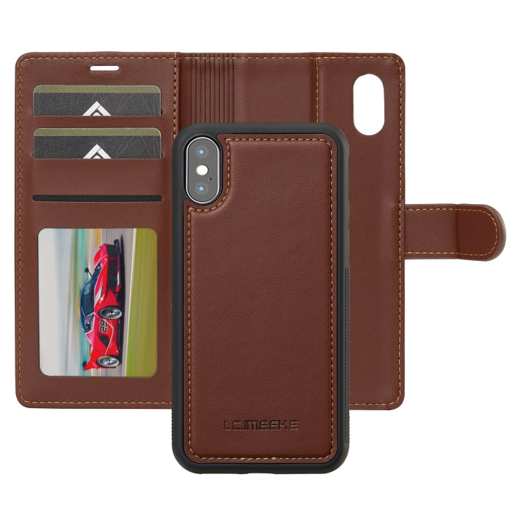 For iPhone XS Max LC.IMEEKE L2 Series Detachable Magsafe PU Phone Case with Lanyard