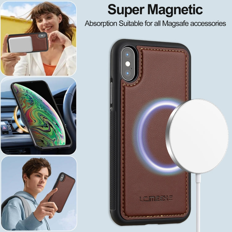 For iPhone XS Max LC.IMEEKE L2 Series Detachable Magsafe PU Phone Case with Lanyard