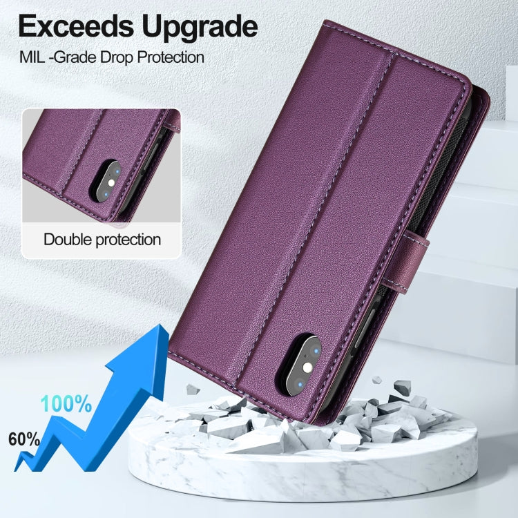 For iPhone XS Max LC.IMEEKE L2 Series Detachable Magsafe PU Phone Case with Lanyard
