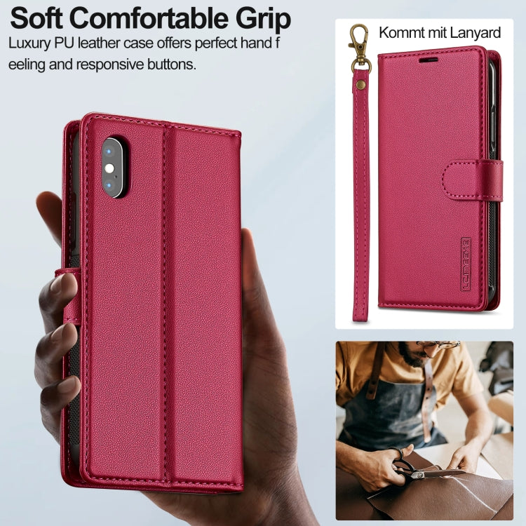 For iPhone XS Max LC.IMEEKE L2 Series Detachable Magsafe PU Phone Case with Lanyard