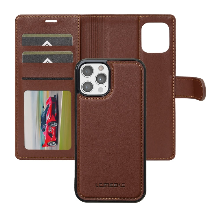For iPhone 12 / 12 Pro LC.IMEEKE L2 Series Detachable Magsafe PU Phone Case with Lanyard