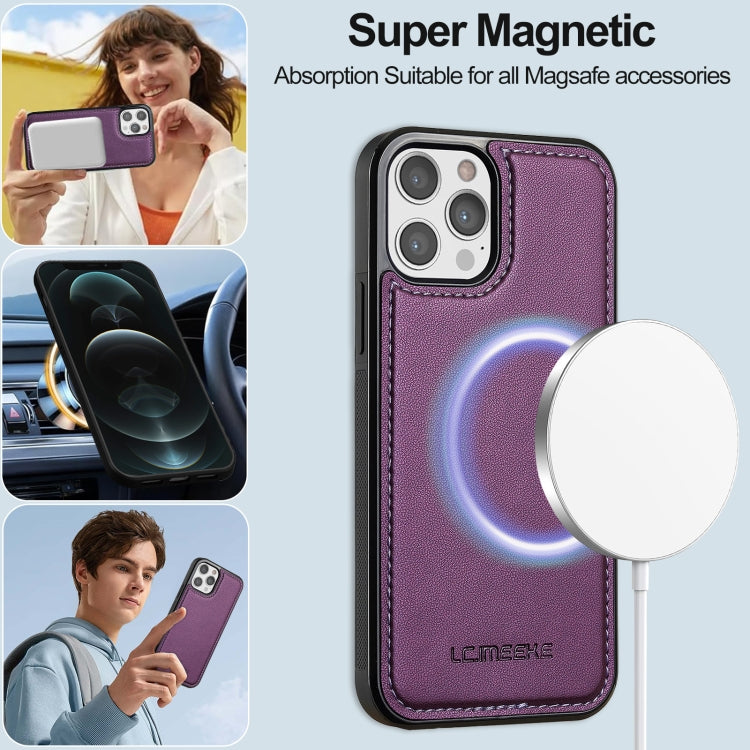 For iPhone 12 Pro Max LC.IMEEKE L2 Series Detachable Magsafe PU Phone Case with Lanyard