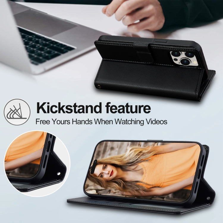For iPhone 13 Pro Max LC.IMEEKE L2 Series Detachable Magsafe PU Phone Case with Lanyard