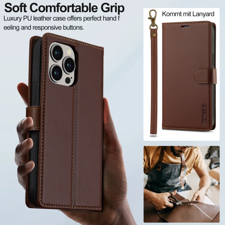 For iPhone 13 Pro Max LC.IMEEKE L2 Series Detachable Magsafe PU Phone Case with Lanyard
