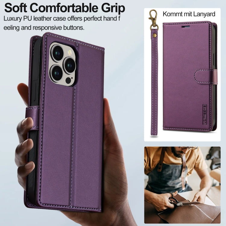 For iPhone 13 Pro Max LC.IMEEKE L2 Series Detachable Magsafe PU Phone Case with Lanyard