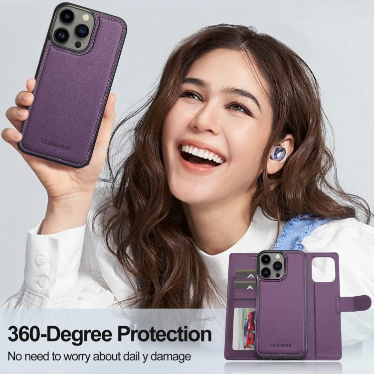 For iPhone 13 Pro Max LC.IMEEKE L2 Series Detachable Magsafe PU Phone Case with Lanyard