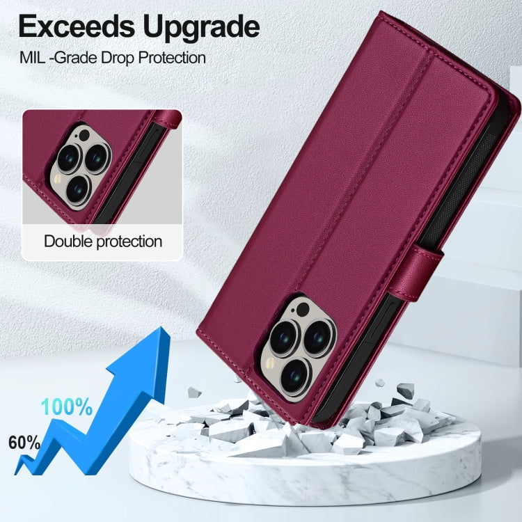 For iPhone 13 Pro Max LC.IMEEKE L2 Series Detachable Magsafe PU Phone Case with Lanyard