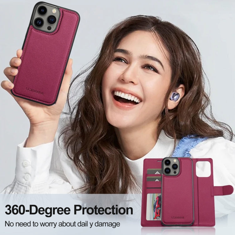 For iPhone 13 Pro Max LC.IMEEKE L2 Series Detachable Magsafe PU Phone Case with Lanyard