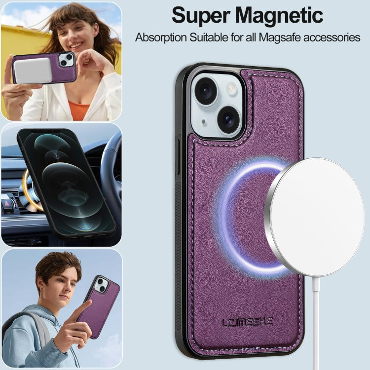 For iPhone 13 LC.IMEEKE L2 Series Detachable Magsafe PU Phone Case with Lanyard