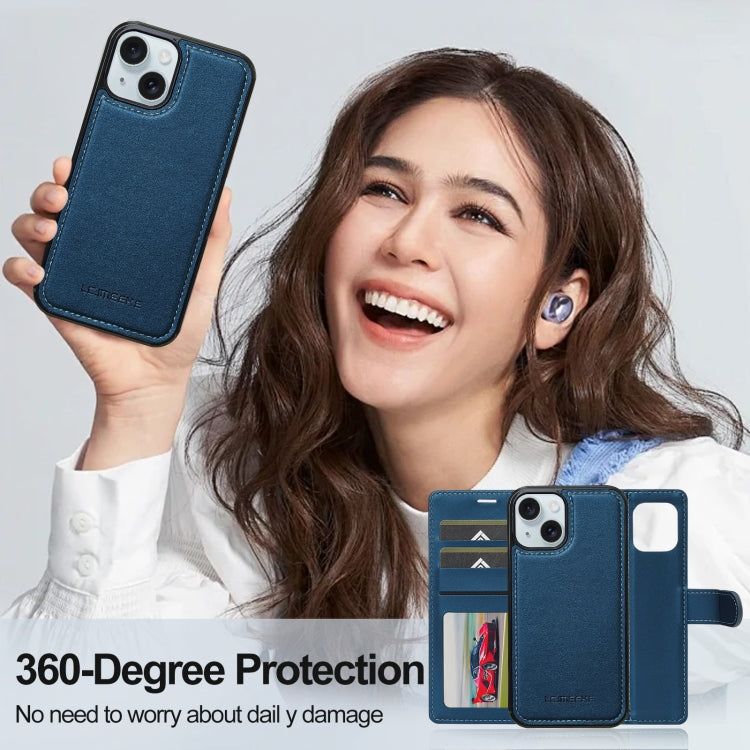 For iPhone 14 LC.IMEEKE L2 Series Detachable Magsafe PU Phone Case with Lanyard