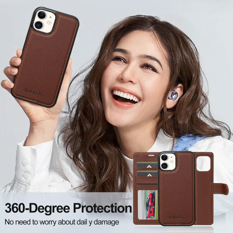 For iPhone 11 LC.IMEEKE L2 Series Detachable Magsafe PU Phone Case with Lanyard