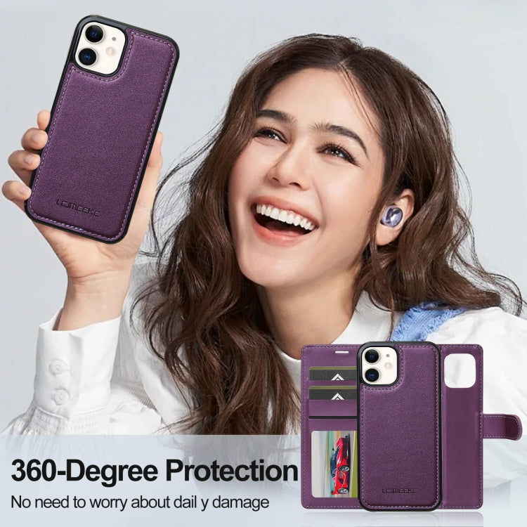 For iPhone 11 LC.IMEEKE L2 Series Detachable Magsafe PU Phone Case with Lanyard