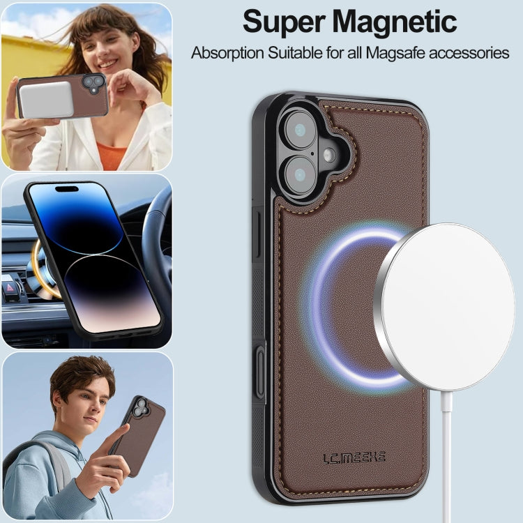 For iPhone 16 Plus LC.IMEEKE L2 Series Detachable Magsafe PU Phone Case with Lanyard