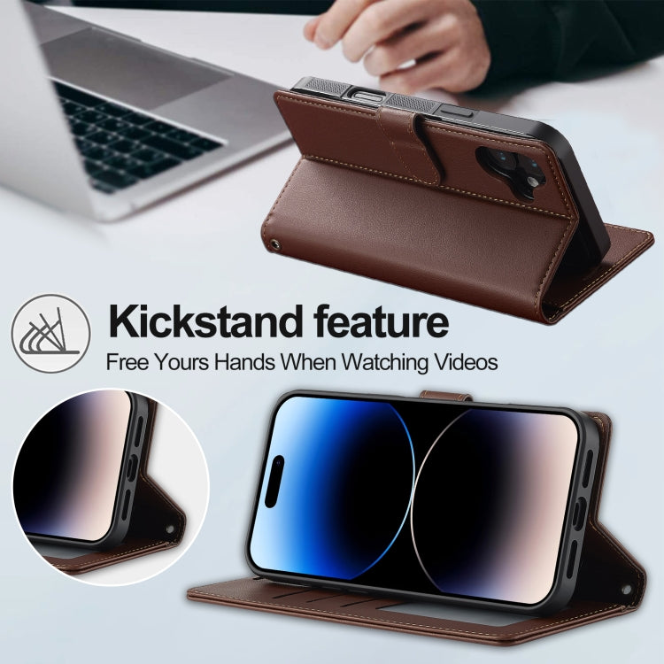 For iPhone 16 Plus LC.IMEEKE L2 Series Detachable Magsafe PU Phone Case with Lanyard
