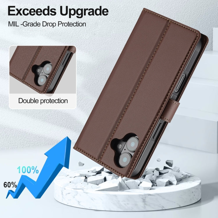 For iPhone 16 Plus LC.IMEEKE L2 Series Detachable Magsafe PU Phone Case with Lanyard