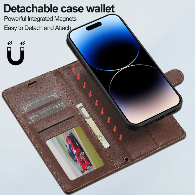 For iPhone 16 Plus LC.IMEEKE L2 Series Detachable Magsafe PU Phone Case with Lanyard