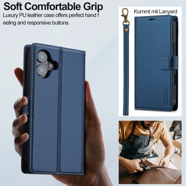 For iPhone 16 Plus LC.IMEEKE L2 Series Detachable Magsafe PU Phone Case with Lanyard
