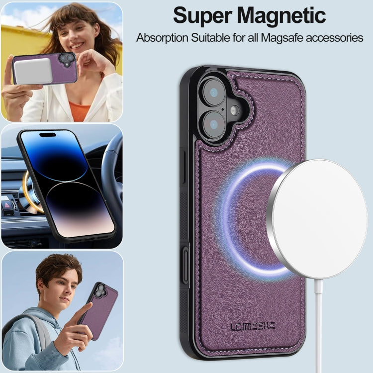 For iPhone 16 Plus LC.IMEEKE L2 Series Detachable Magsafe PU Phone Case with Lanyard