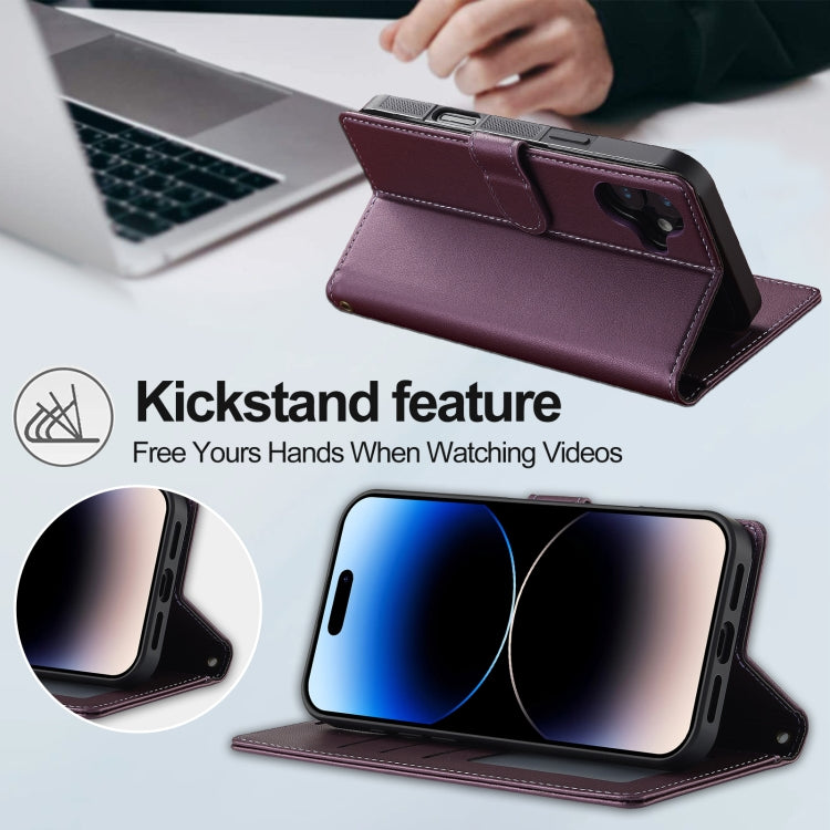 For iPhone 16 Plus LC.IMEEKE L2 Series Detachable Magsafe PU Phone Case with Lanyard