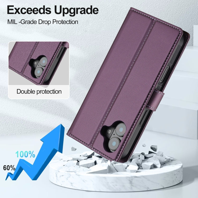 For iPhone 16 Plus LC.IMEEKE L2 Series Detachable Magsafe PU Phone Case with Lanyard