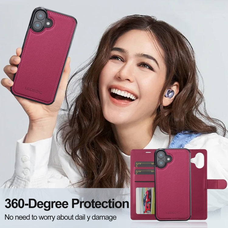 For iPhone 16 Plus LC.IMEEKE L2 Series Detachable Magsafe PU Phone Case with Lanyard