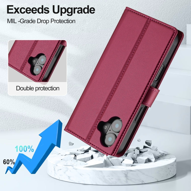 For iPhone 16 Plus LC.IMEEKE L2 Series Detachable Magsafe PU Phone Case with Lanyard