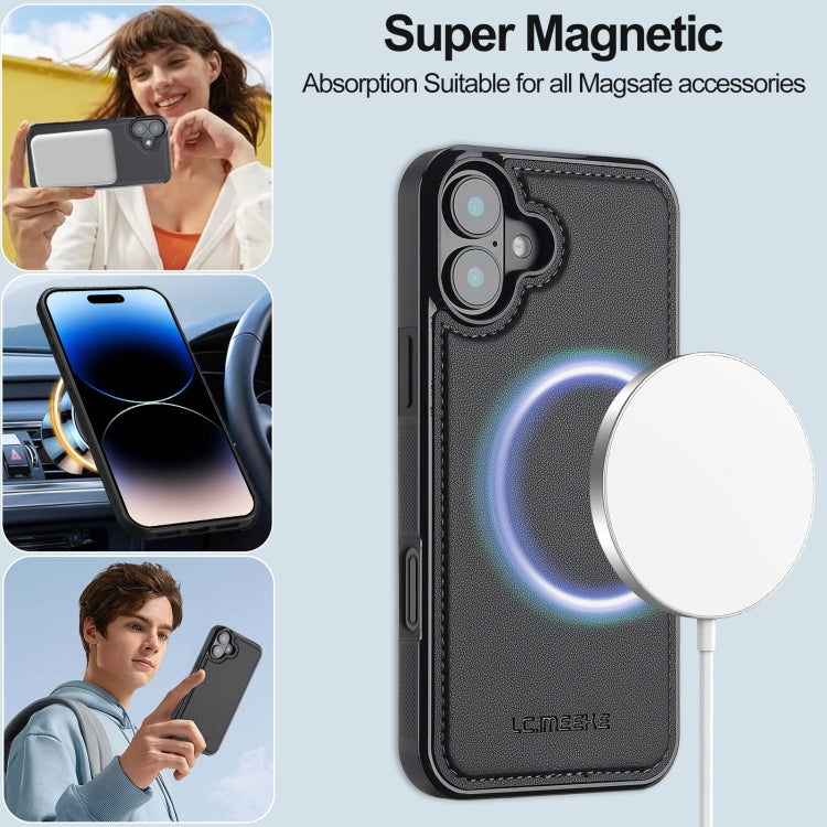 For iPhone 16 LC.IMEEKE L2 Series Detachable Magsafe PU Phone Case with Lanyard