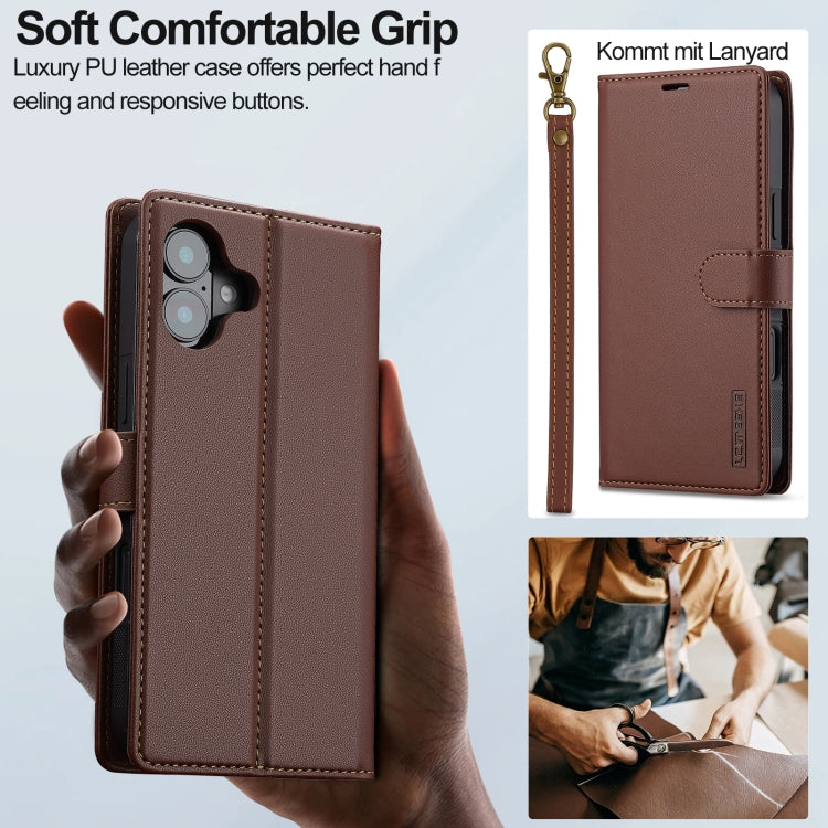 For iPhone 16 LC.IMEEKE L2 Series Detachable Magsafe PU Phone Case with Lanyard