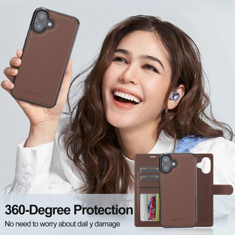 For iPhone 16 LC.IMEEKE L2 Series Detachable Magsafe PU Phone Case with Lanyard