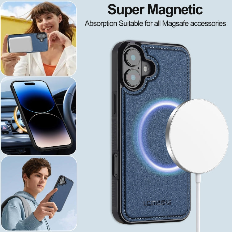 For iPhone 16 LC.IMEEKE L2 Series Detachable Magsafe PU Phone Case with Lanyard