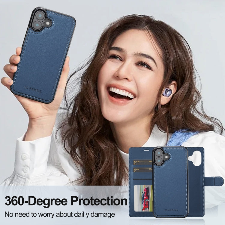 For iPhone 16 LC.IMEEKE L2 Series Detachable Magsafe PU Phone Case with Lanyard