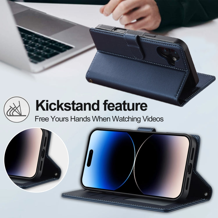 For iPhone 16 LC.IMEEKE L2 Series Detachable Magsafe PU Phone Case with Lanyard