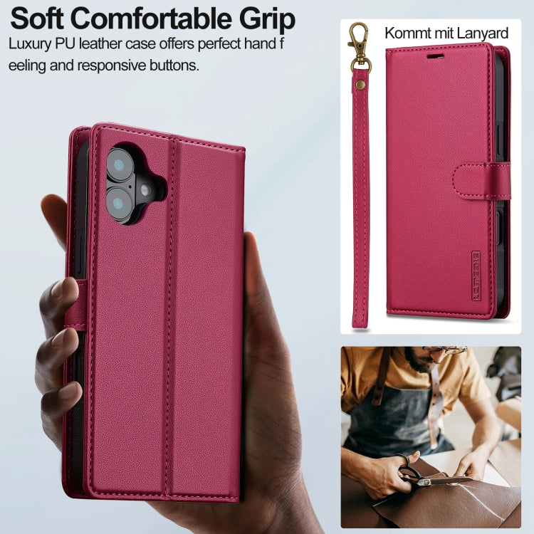 For iPhone 16 LC.IMEEKE L2 Series Detachable Magsafe PU Phone Case with Lanyard