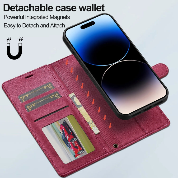 For iPhone 16 LC.IMEEKE L2 Series Detachable Magsafe PU Phone Case with Lanyard