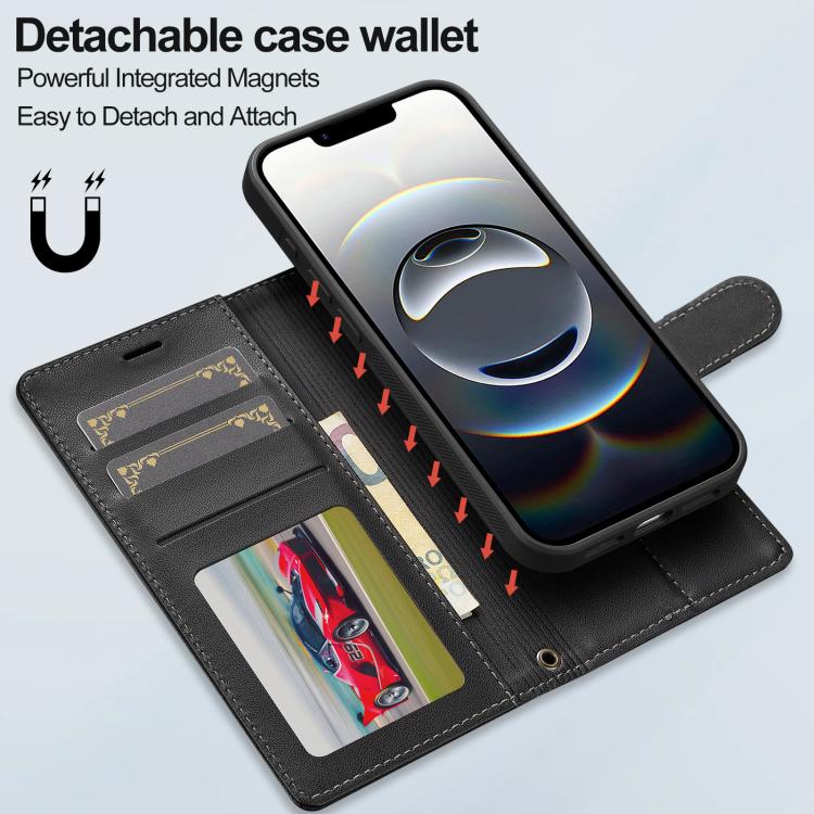 For iPhone 16e / 17e LC.IMEEKE L2 Series Detachable Magsafe PU Phone Case with Lanyard