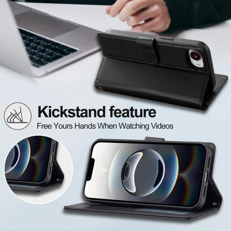 For iPhone 16e / 17e LC.IMEEKE L2 Series Detachable Magsafe PU Phone Case with Lanyard