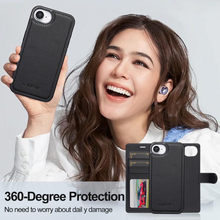 For iPhone 16e / 17e LC.IMEEKE L2 Series Detachable Magsafe PU Phone Case with Lanyard