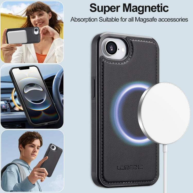 For iPhone 16e / 17e LC.IMEEKE L2 Series Detachable Magsafe PU Phone Case with Lanyard