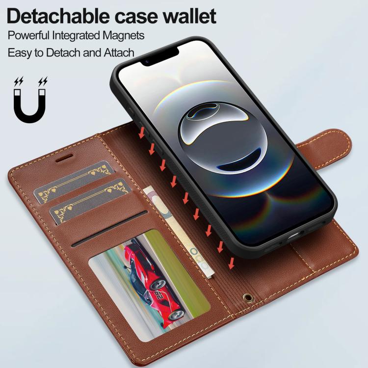 For iPhone 16e / 17e LC.IMEEKE L2 Series Detachable Magsafe PU Phone Case with Lanyard